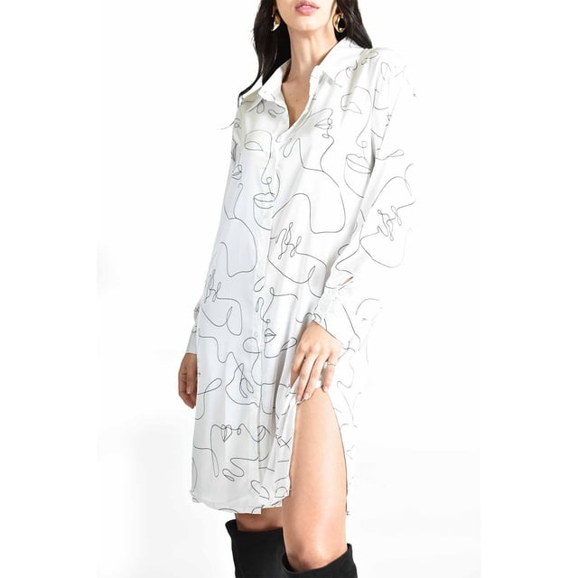 Vestido rostro abstracto Roman Fashion /Juvenil, 1008 (Blanco) blanco G