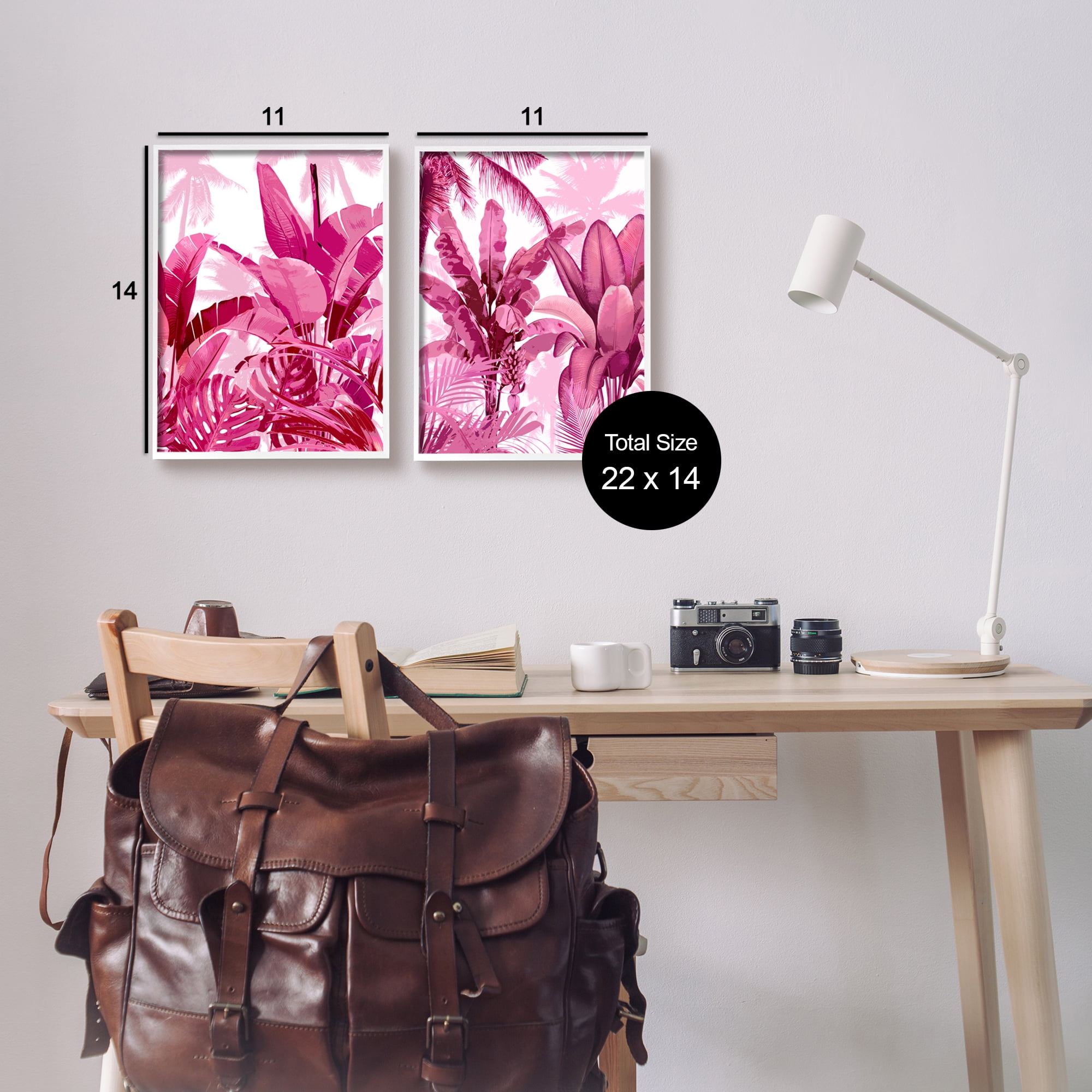 Stupell Industries Pink Palm Tree Leaves Botanical & Floral Painting White Framed Art Print Wall Art, 11 x 14
