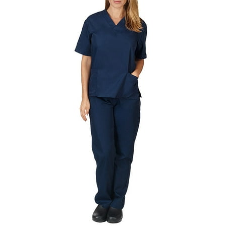 

MAWCLOS Women s V-Neck Scrub Bundle Short Sleeve Uniform Sets Nurse Uniform Suit Solid Color Pocket Work Nursing Medical Clothing Suit