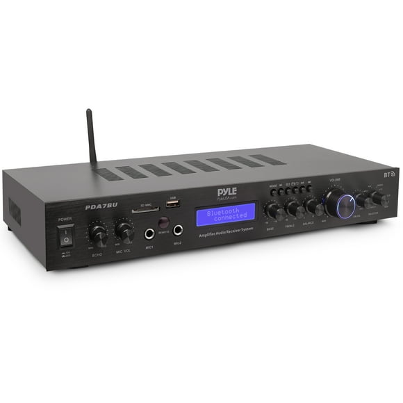 Amplificador Bluetooth 200 Watts Pyle, 5 Canales con Salida para Subwoofer, Streaming Inalámbrico, Reproductor MP3 USB/SD, Entrada RCA, Radio FM, Pantalla LCD, PDA7BU