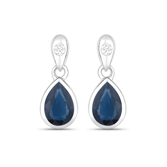 Blue Sapphire Dangle Earrings for Women 1.65 Ct Pear Shaped in 10K Gold Jewelry