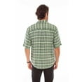 thumbnail image 2 of Scully WO001-GRN-L Men Worn Outs Plaid Short Sleeve Shirt, Green - Large, 2 of 2
