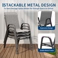 thumbnail image 4 of Stackable Patio Chairs Set of 4 – Outdoor Dining Chairs with High Back, Armrests, Lightweight All-Weather Textilene, 140kg Capacity, for Backyard, Garden, Poolside & Balcony – Black/Gray & Gray Textil, 4 of 8