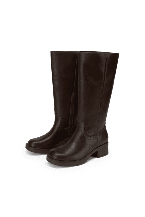 Womens Knee High Boots Comfortable Platform Chunky Block Heel Campus Boots Square Toe