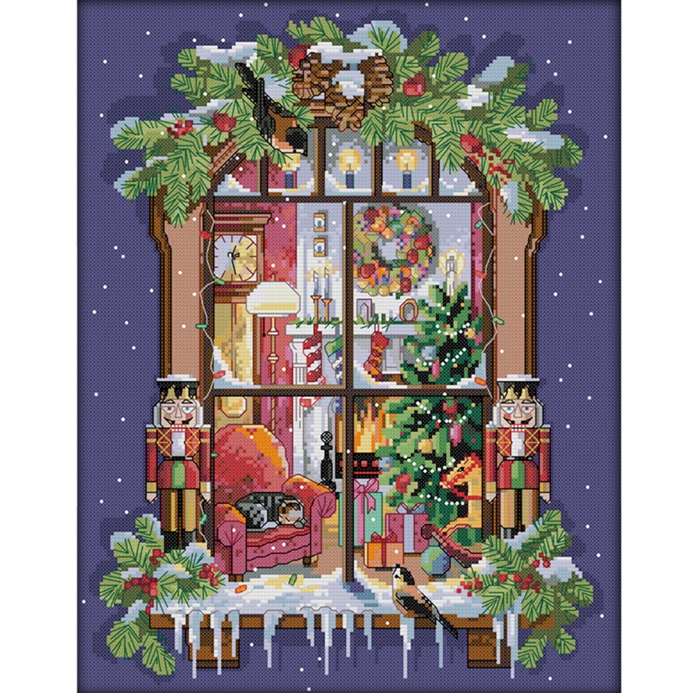 Christmas Cross Stitch Kits 14CT Stamped Embroidery DIY Needlework Crafts 
