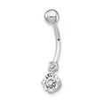 thumbnail image 1 of 10k White Gold 3 6mm Czs Belly Button Rings Screw Navel Bars Body Piercing Naval, 1 of 6