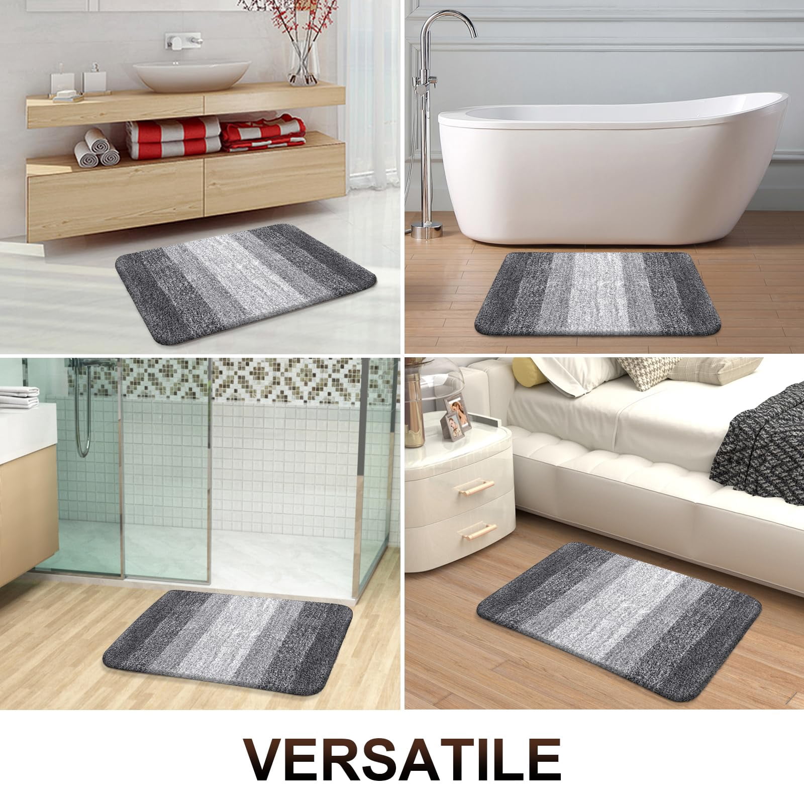 Bathroom Rugs Mat 30x20  Extra Soft Absorbent Microfiber Bath Rubber Backing Quick Dry Machine Washable Mats For Floor Tub And Shower Home Decor Accessories Grey