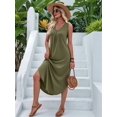 thumbnail image 6 of Women'S Summer Casual Loose Sundress Long Dress Sleeveless V Neck Split Tshirt Maxi Dresses Green XXL, 6 of 9