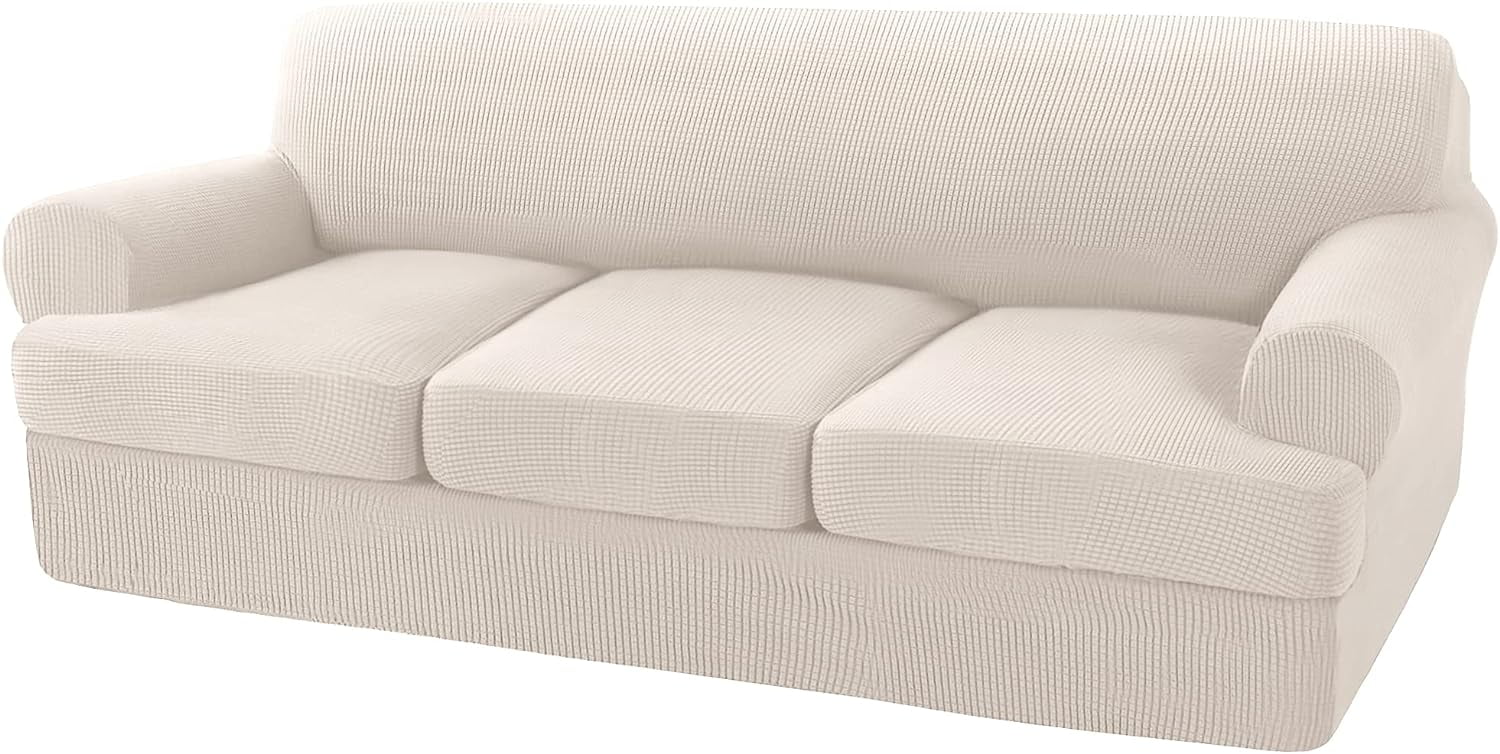 4 Pieces Sofa Covers T Cushion Sofa Slipcovers for 3 Cushion Couch