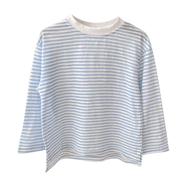 ShomPort T-Shirts Garçons Filles Manches Longues Col Rond Motif Rayé Coton Mignon Chandail Basique Léger Confortable