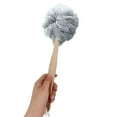 thumbnail image 3 of Hovilon Loofah Back Scrubber for Shower,Wooden Long Handle Bath Sponge Lufa Shower Brush,Soft Nylon Mesh Back Cleaner Washer,Women & Men Exfoliating Luffa Pouf for Body,Gray, 3 of 5