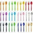 thumbnail image 2 of Nvzi 60 Pieces Disposable Cutlery Set Plastic Duty Utensil Sets 20 Forks 20 Knives 20 Spoons for Home Office School Party Picnics Restaurant Outdoor Events (Purple), 2 of 4