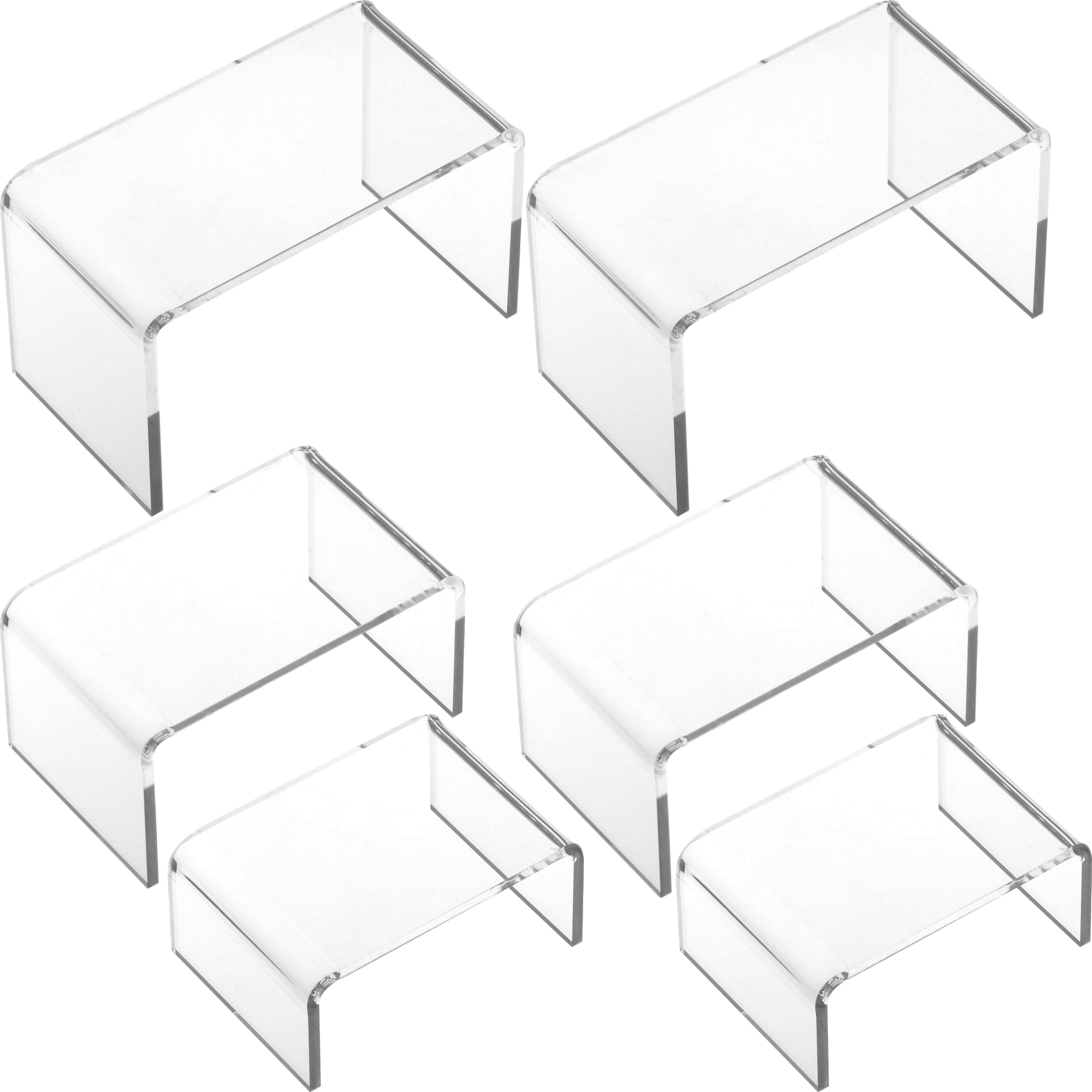 6 Clear Acrylic Jewelry Display Risers Showcase Fixtures