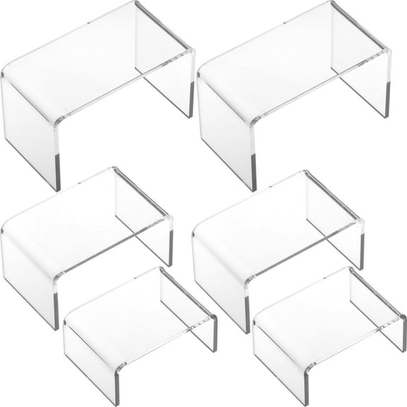 6 Clear Acrylic Jewelry Display Risers Showcase Fixtures