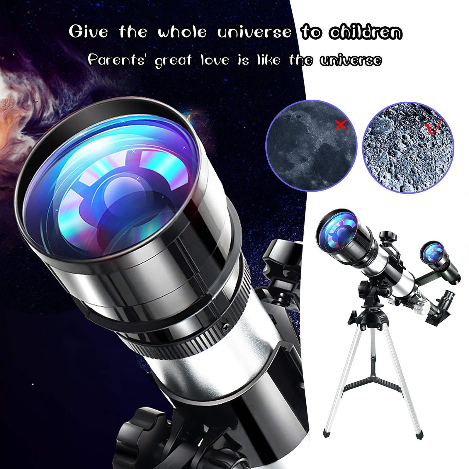 Vikakiooze 4k 600mm(f/12) Super Telephoto Kids Astronomical Telescope HD Magnification Scope with Adjustable Tripod,  k25mm and k10mm
