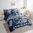 thumbnail image 4 of Feelyou Est Football Sleep Bedding Comforter Set 7pcs, Blue Grey Athlete Helmet King Bedding Sets, Teens Kids Boys Girls Reversible Bed Sheets, Ultra Soft Bedroom Decor, 4 of 8