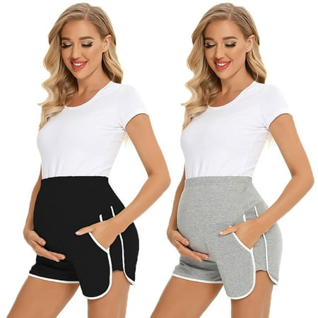 

Xmarks 2pcs Women s Maternity Shorts Lounge Sports Yoga Pregnancy Short Pants with Pockets US 10-12