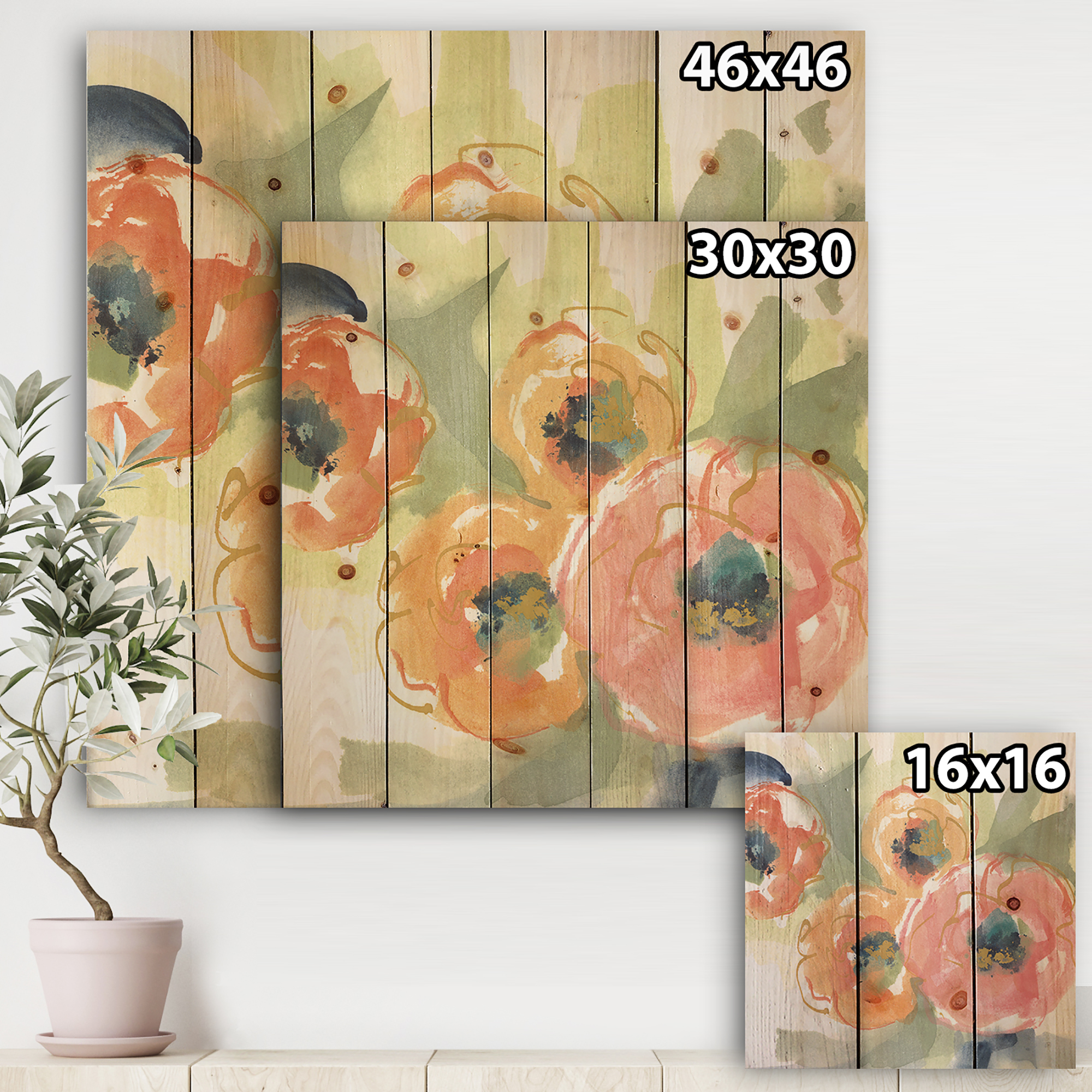 Designart 'Buttercup I' Traditional Print on Natural Pine Wood