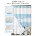 thumbnail image 2 of No Hook Cloth Fabric Shower Curtain with Snap in Liner, Blue Coastal Starfish Waterproof Shower Curtains Set with See Through Top Window, Summer Ocean Shells Wooden Grain Bath Curtains Shower 54"x78", 2 of 6
