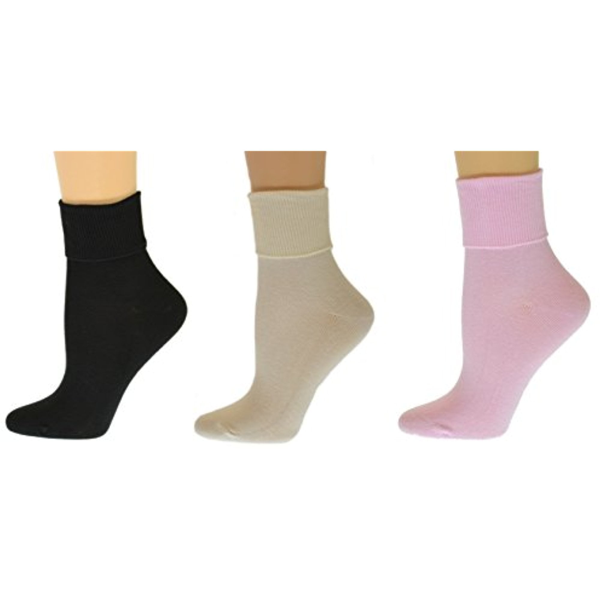K.Bell Beige Taupe Spring Flowers Flower Pot Cotton Ladies Crew Black Socks New
