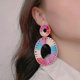 thumbnail image 2 of Pendientes de aro con borla hechos a mano, joyería de moda para mujeres y niñas, 2 of 5
