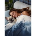 thumbnail image 3 of Navy Blue Ombre Forest Full Size Flat Sheet, Wrinkleproof & Fadeproof Cooling Flat Bed Sheet Only, Watercolor Abstract Art Tree Breathable Soft Bedding Top Sheets 81 x 96 Inches, 3 of 8