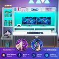 thumbnail image 6 of Gaming Desk, 60'' Gaming Desk with Hutch and LED Lights, Computer Desk with Storage Shelves, Large PC Gamer Desk with Display Cabinet, Monitor Stand, Power Outlet for Home Office, White, 6 of 16