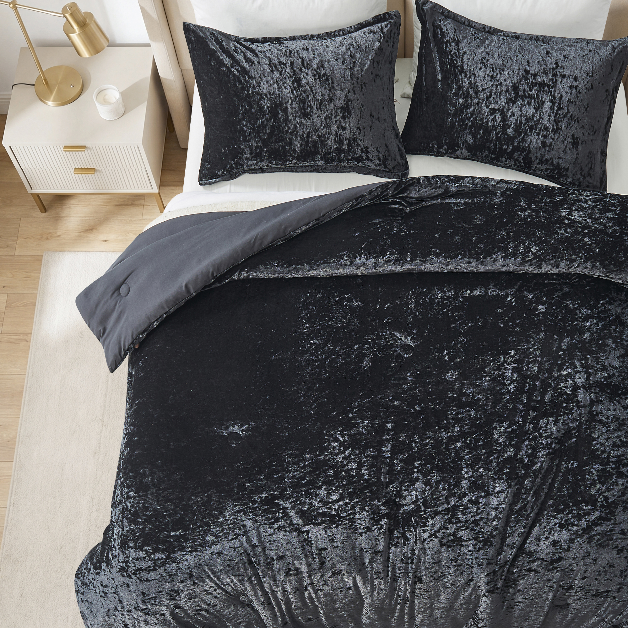 Regency Heights Velvet Comforter Set, Full/Queen, Black photo 3