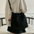thumbnail image 3 of HUISZJ Square Shoulder Bag, Leisure Crossbody Bag, Nylon Drawstring Shoulder Bag for Travel Commute Work (Black), 3 of 7