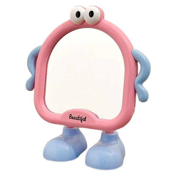 Portable Desktop Mirror with 90 Angle Adjustable Stand, HD Glass for Accurate Makeup, Cute Animal Design, Easy to Clean, Ideal for Dorm, Bedroom, and Travel