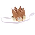 thumbnail image 2 of flor de bebé corona diadema tiaras fiesta de cumpleaños accesorio para el cabello beige Sunnimix diadema de corona de flores, 2 of 7
