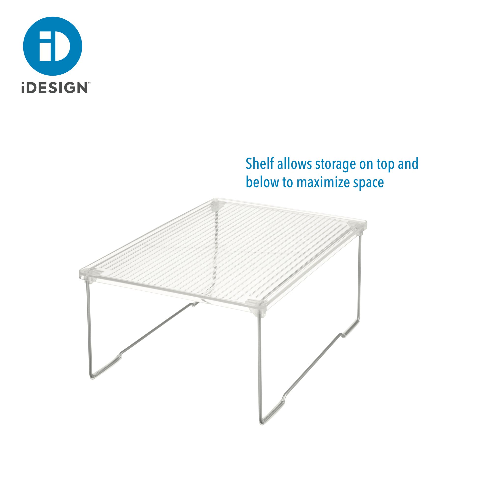 iDesignc Basic Stackable Bathroom Shelf Riser, Recycled Plastic, Clear