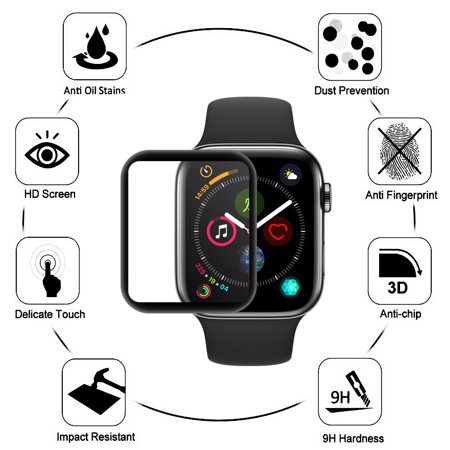 Apple Watch 40mm Tempered Glass Nakedcellphone Full Size 9h Hard Clear Screen Protector Guard Scratch Crack Saver With Black Trim Border For Apple Watch Iwatch Series 4 40mm Walmart Canada