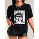thumbnail image 1 of Camisetas para mujer, de verano, casual, manga corta, cuello redondo, con estampado, color blanco negro, blusaWomen's Casual Crew Neck T-Shirt with Square Frame Print, 100% Polyester Knit Fabric, Me, 1 of 8
