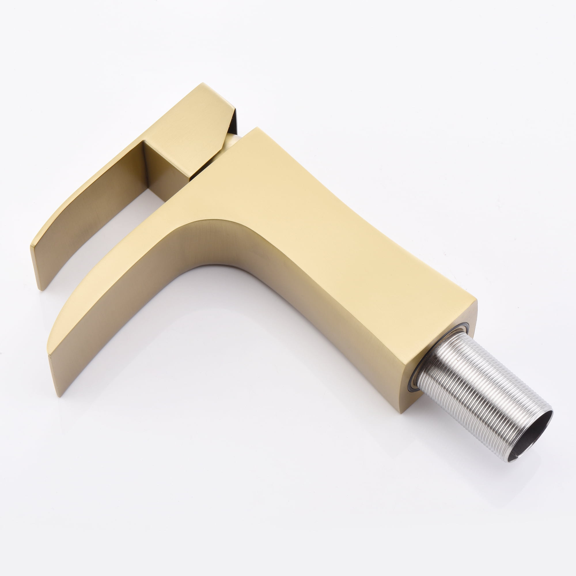 SUMERAIN Waterfall Bathroom Sink Faucet Brushed Gold Single Handle Single Hole Bathroom Vanity Faucet Stainless Steel