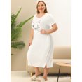 thumbnail image 3 of Women's Plus Size Nightgown Cat Print with Pocket Sleep Dress Sleepwear Milk White 2X, 3 of 5