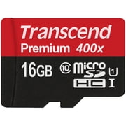 Transcend TS16GUSDU1P 16GB Premium 400x microSDHC UHS-I Memory Card with SD Adapter