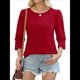 thumbnail image 1 of Blusas Elegantes e Informales con Mangas 3/4 y Botones para Mujer, Ideales para Vacaciones de Verano en la Playa. Rojo XL, 1 of 6