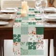thumbnail image 3 of Table Runners 70 Inches Long Dress Scarves, Boho Spring Floral Farmhouse Coffee/Dining/Kitchen Table Decor, Holiday Table Runner, Retro Flowers Plants Patchwork Grid Green 13x70 Inch, 3 of 9