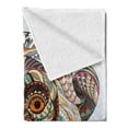 thumbnail image 2 of Grunge Soft Flannel Fleece Throw Blanket, Patterned Head of a Monkey on the Grunge Background Totem Illustration, Cozy Plush for Indoor and Outdoor Use, 50" x 60", Teal and Brown, by Ambesonne, 2 of 5