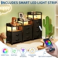 thumbnail image 6 of Rustic Brown Patio Side Table with 2 Fabric Drawers, 2-Tier Storage Shelf, Modern Iron Frame End Table for Bedroom, Living Room, Dorm or Small Spaces, Black, 6 of 7