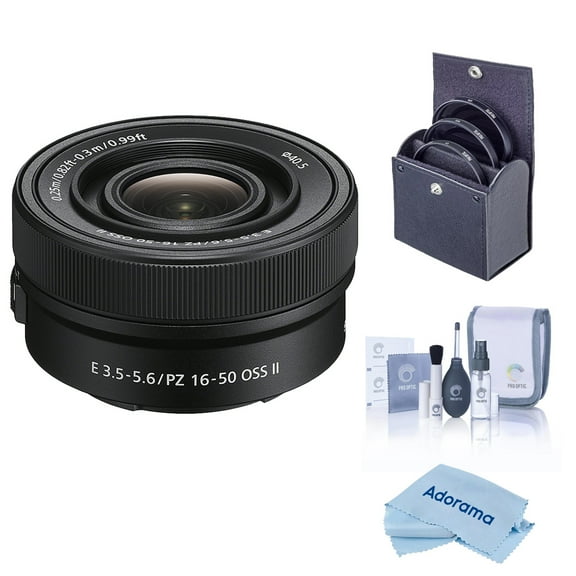 Sony E PZ 16-50mm f/3.5-5.6 OSS II Lens, Bundle with 40.5mm Filter Kit, Cleaning Kit and Microfiber Cleaning Cloth