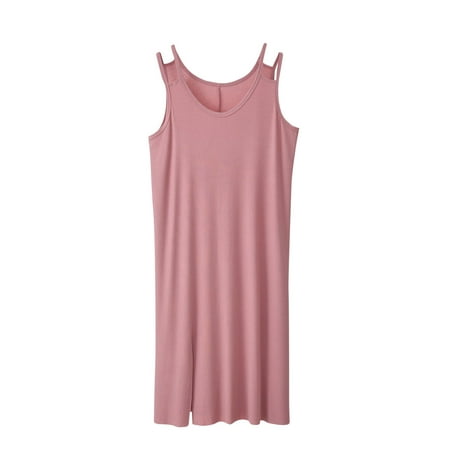 Tumotour Nightgowns For Women Wide Strap Dress Pajamas Loungewear Sleeveless Nightgown Sleepwear Chemise Lingerie Dress Round Neck Sleepwear Nightshirt