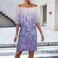 thumbnail image 2 of Purple Lavender Women's Off The Shoulder Ruffles Summer Wedding Guest Loose Casual Party Beach Dress, 2 of 9