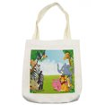 thumbnail image 1 of Animal Tote Bag, Kids Design Children Nursery Room Safari Themed Cartoon Animals Image Artwork Print, Cloth Linen Reusable Bag for Shopping Books Beach and More, 16.5" X 14", Cream, by Ambesonne, 1 of 2