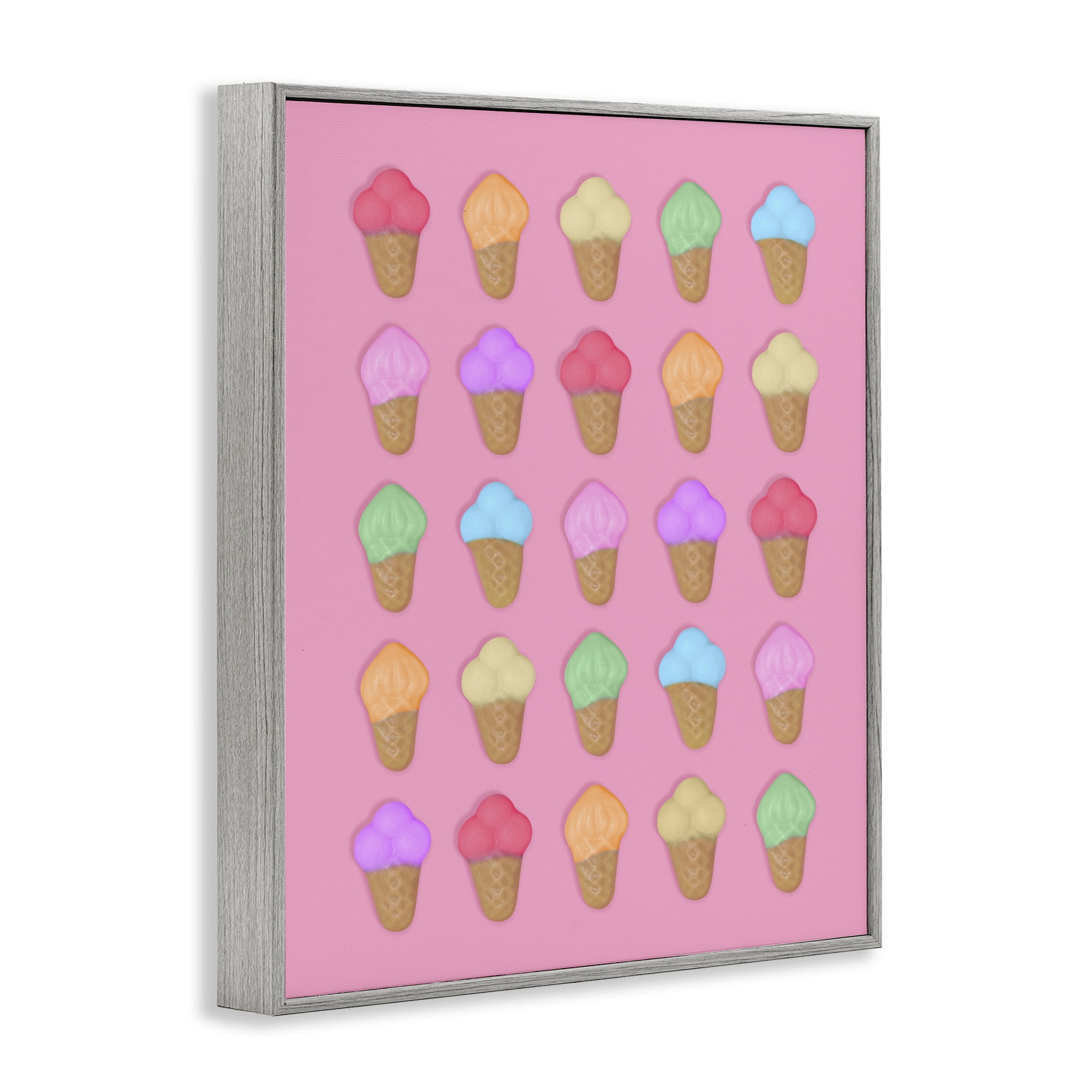 Stupell Industries Ice Cream Candies on Pink Gray Framed Giclee Art, design by LISH Creative