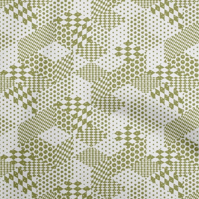 oneOone Velvet Light Green Fabric Geometrical Mix Craft Projects Decor Fabric Printed By The Yard 58 Inch Wide