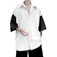 thumbnail image 1 of BOBOGOJP Shirts for Men Slim Fit Short Sleeve Athletic Fit Solid Button Down Shirts,White XL, 1 of 5