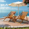 thumbnail image 2 of Vineego 3 Pieces Wood Patio Bistro Set Chaise Lounge , Outdoor Folding Acacia Furniture Set, 2 of 7