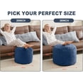 thumbnail image 3 of Round Stuffed Pouf Ottoman Chair with Foot Rest Navy Blue Poof Poofy Ottoman Stool Cover with Foam Chunk Filling 20x15 Poofs Ottomans Furniture, 3 of 10